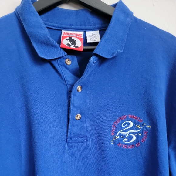 VTG Mickey, Inc Walt Disney World 25 Years of Magic Size Medium Blue Polo Shirt - Picture 2 of 6